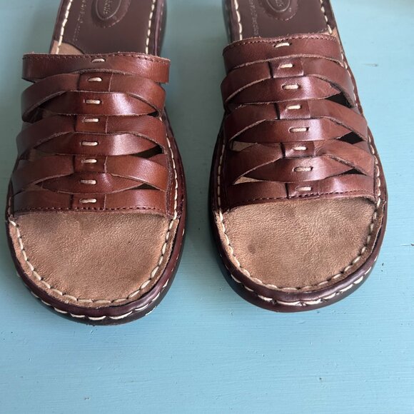 NWOT Dr. Scholl's Reba II Strappy Slip On Sandals Leather Woven Comfort Size 6 - Picture 8 of 12